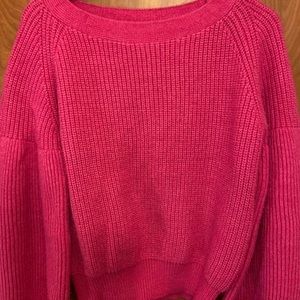 Hot pink bell sleeve sweater from Vestique